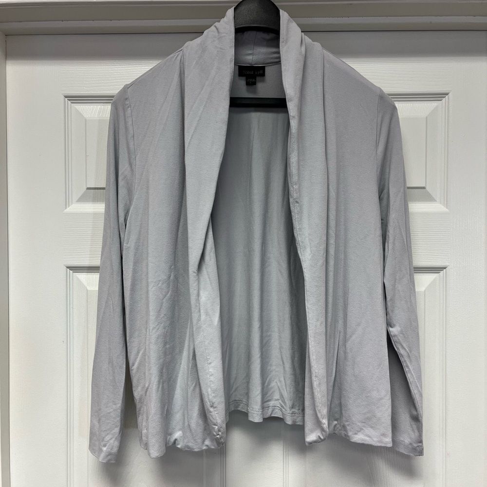 J. Jill Wearever Collection Light Gray Open Front Cardigan sz L